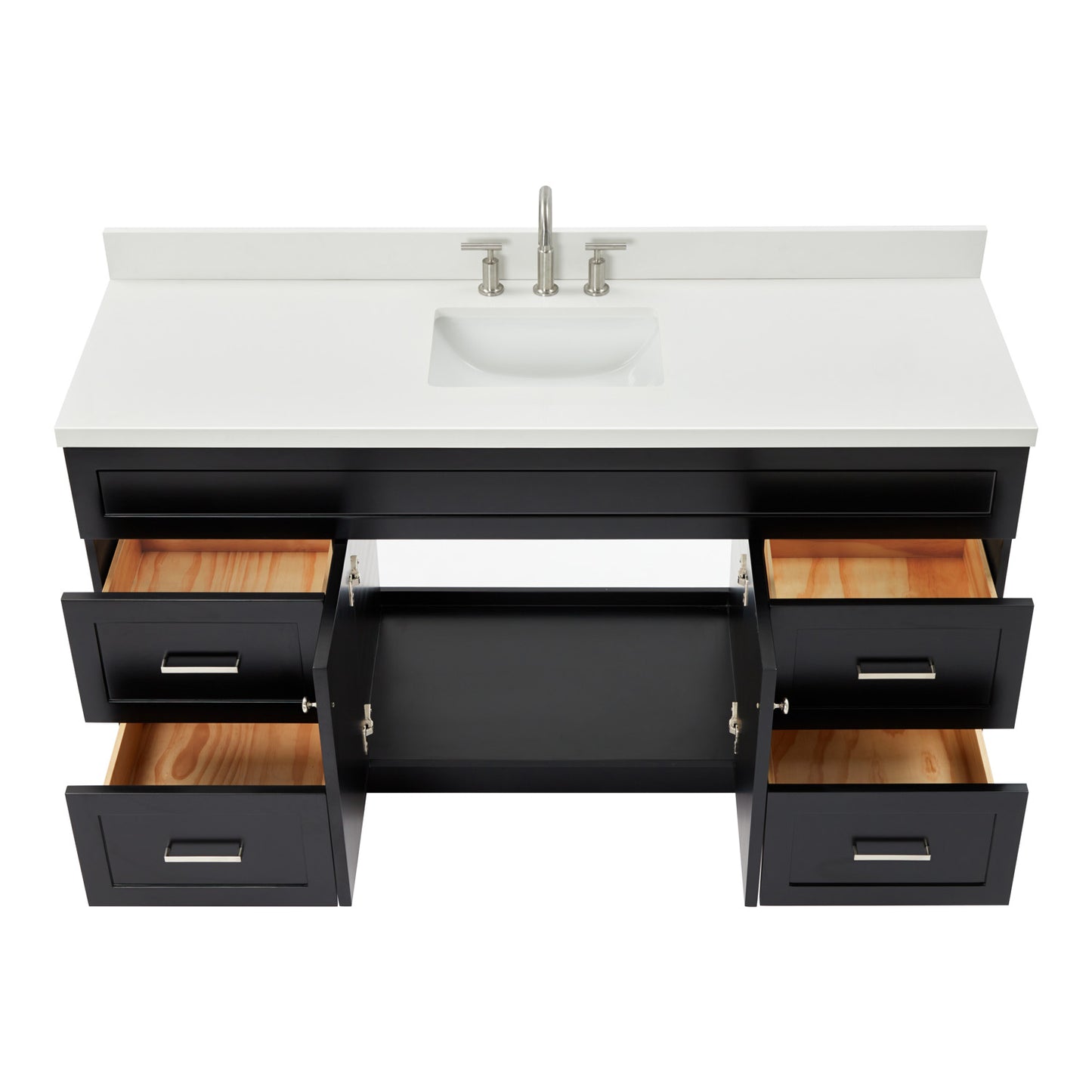 Bradford 66-Inch Black bathroom vanity on white background – product photo 1