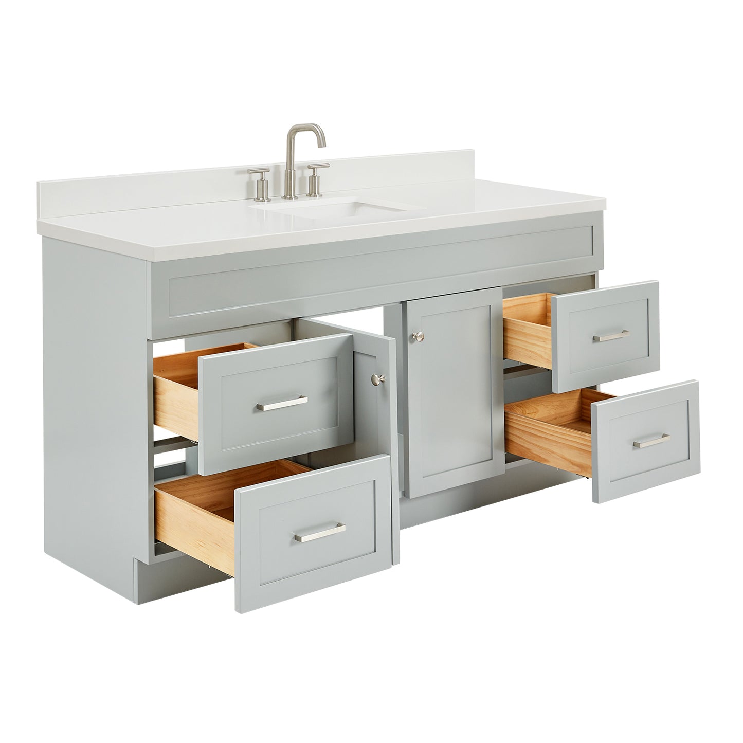 Bradford 66-Inch Grey bathroom vanity on white background – product photo 1