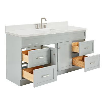 Bradford 66-Inch Grey bathroom vanity on white background – product photo 1