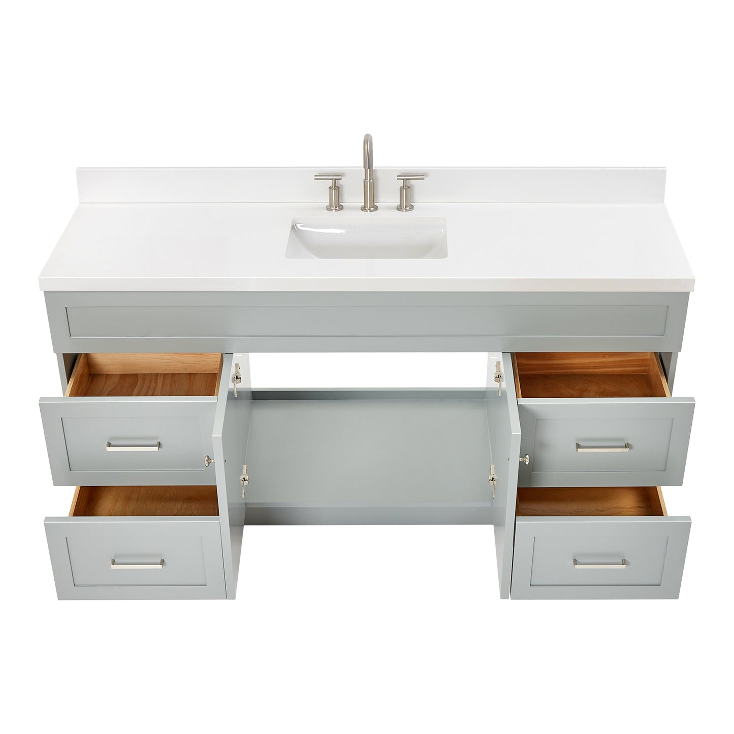 Bradford 66-Inch Grey bathroom vanity on white background – product photo 2