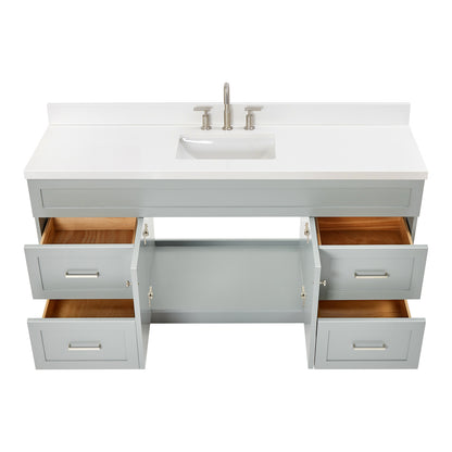 Bradford 66-Inch Grey bathroom vanity on white background – product photo 2