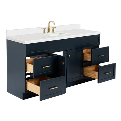 Bradford 66-Inch Midnight Blue bathroom vanity on white background – product photo 1
