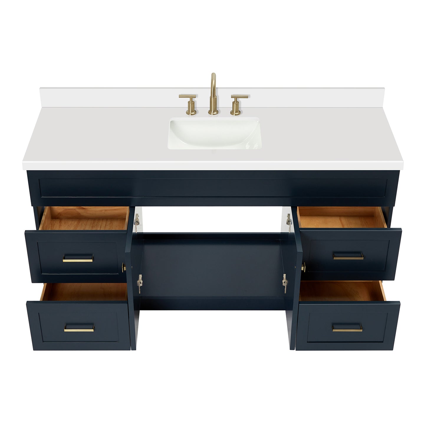 Bradford 66-Inch Midnight Blue bathroom vanity on white background – product photo 2