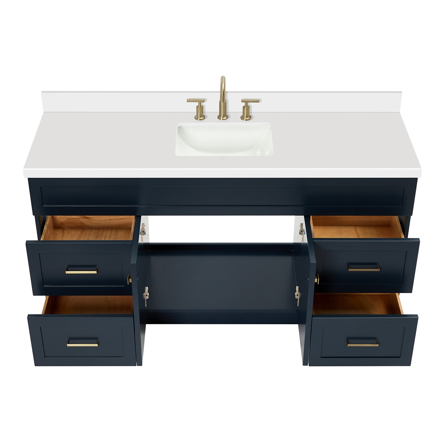 Bradford 66-Inch Midnight Blue bathroom vanity on white background – product photo 2