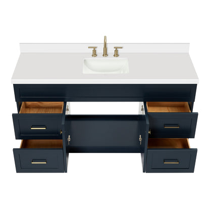 Bradford 66-Inch Midnight Blue bathroom vanity on white background – product photo 2