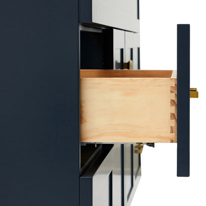 Bradford 66-Inch Midnight Blue bathroom vanity on white background – product photo 4