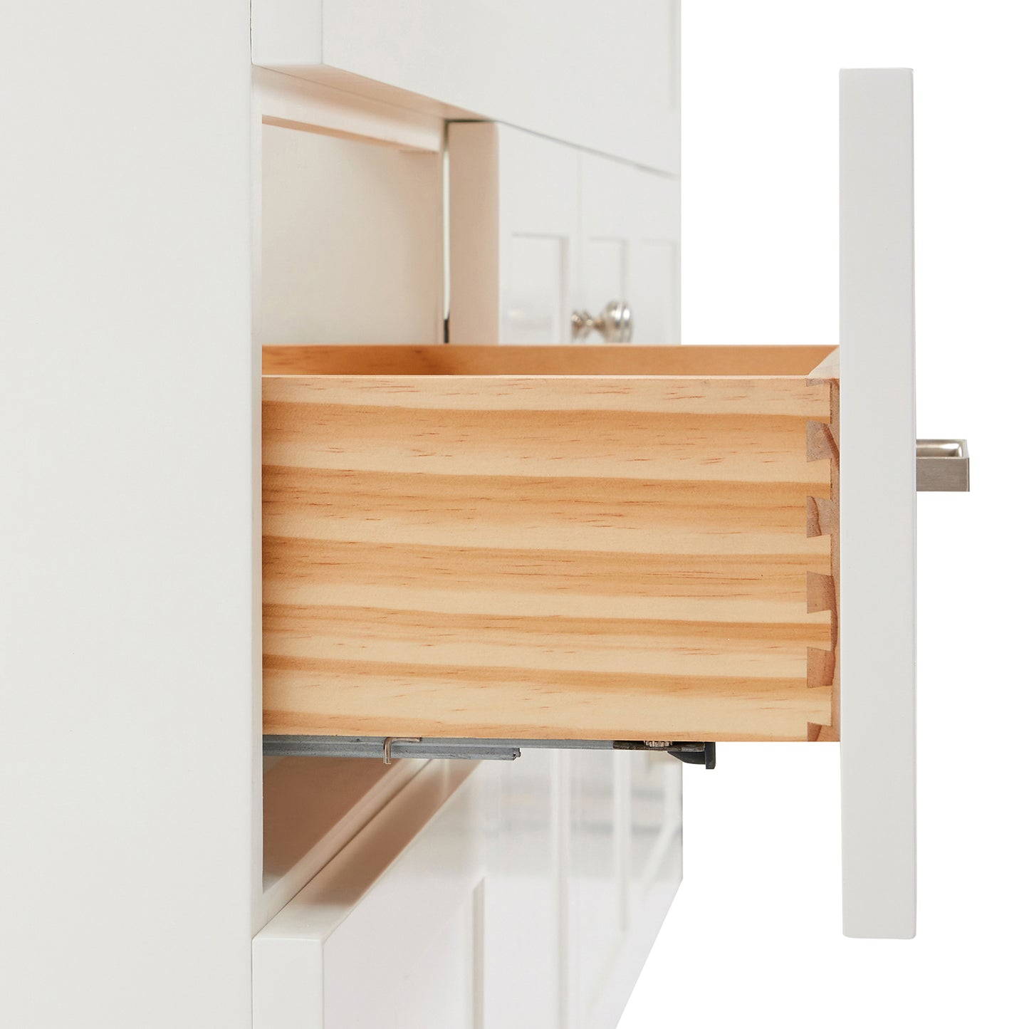 Bradford 66-Inch White bathroom vanity on white background – product photo 4