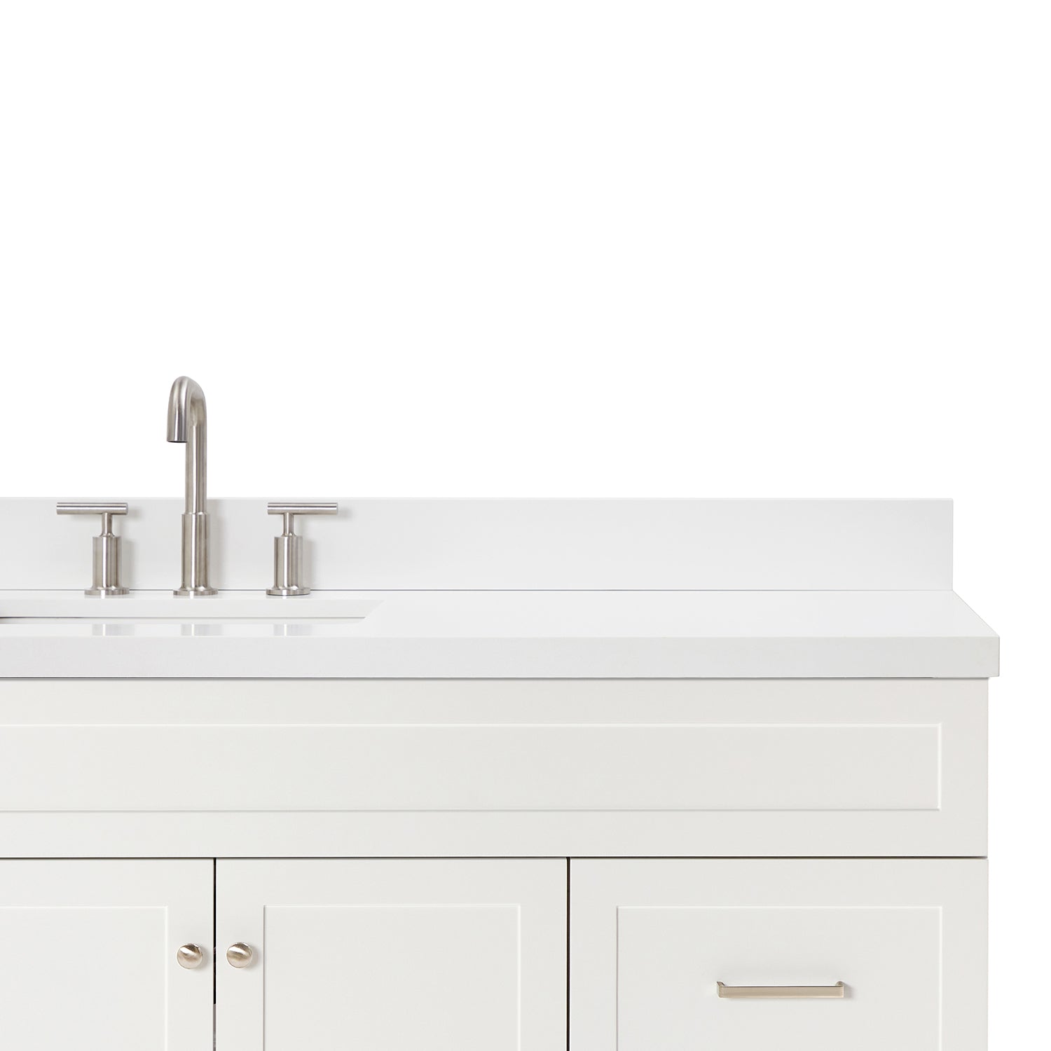Bradford 66-Inch White bathroom vanity on white background – product photo 5