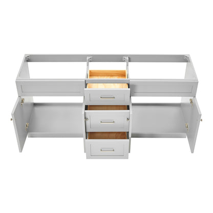 Bradford 72-inch Grey base cabinet on white back ground front view open door