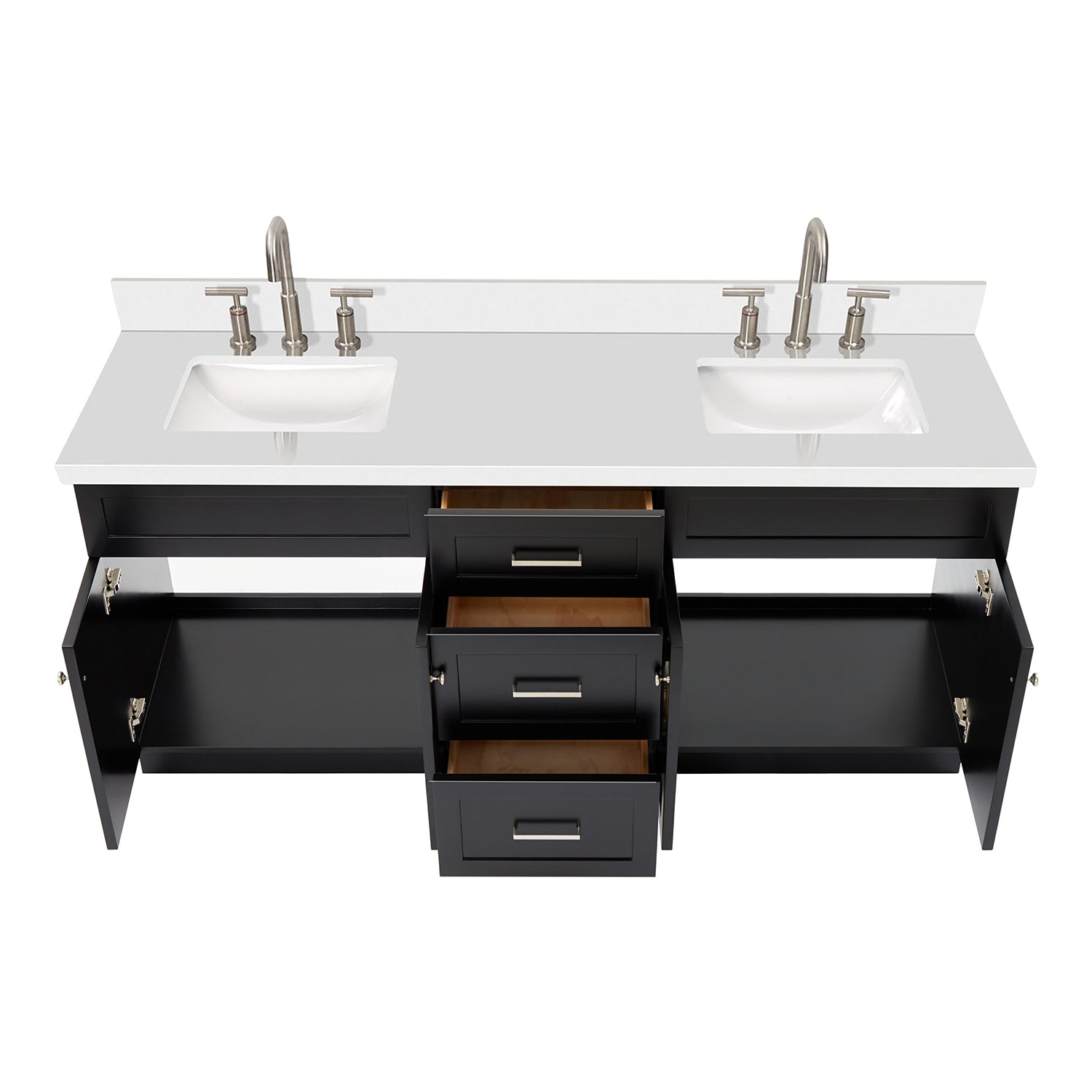 Bradford 72-Inch Black bathroom vanity on white background – product photo 2