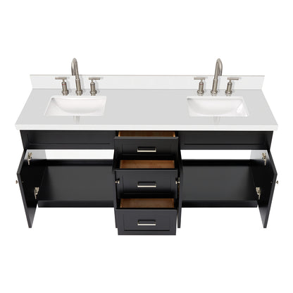 Bradford 72-Inch Black bathroom vanity on white background – product photo 2