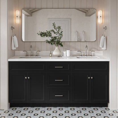 Bradford 72-Inch Black bathroom vanity in styled bathroom setting