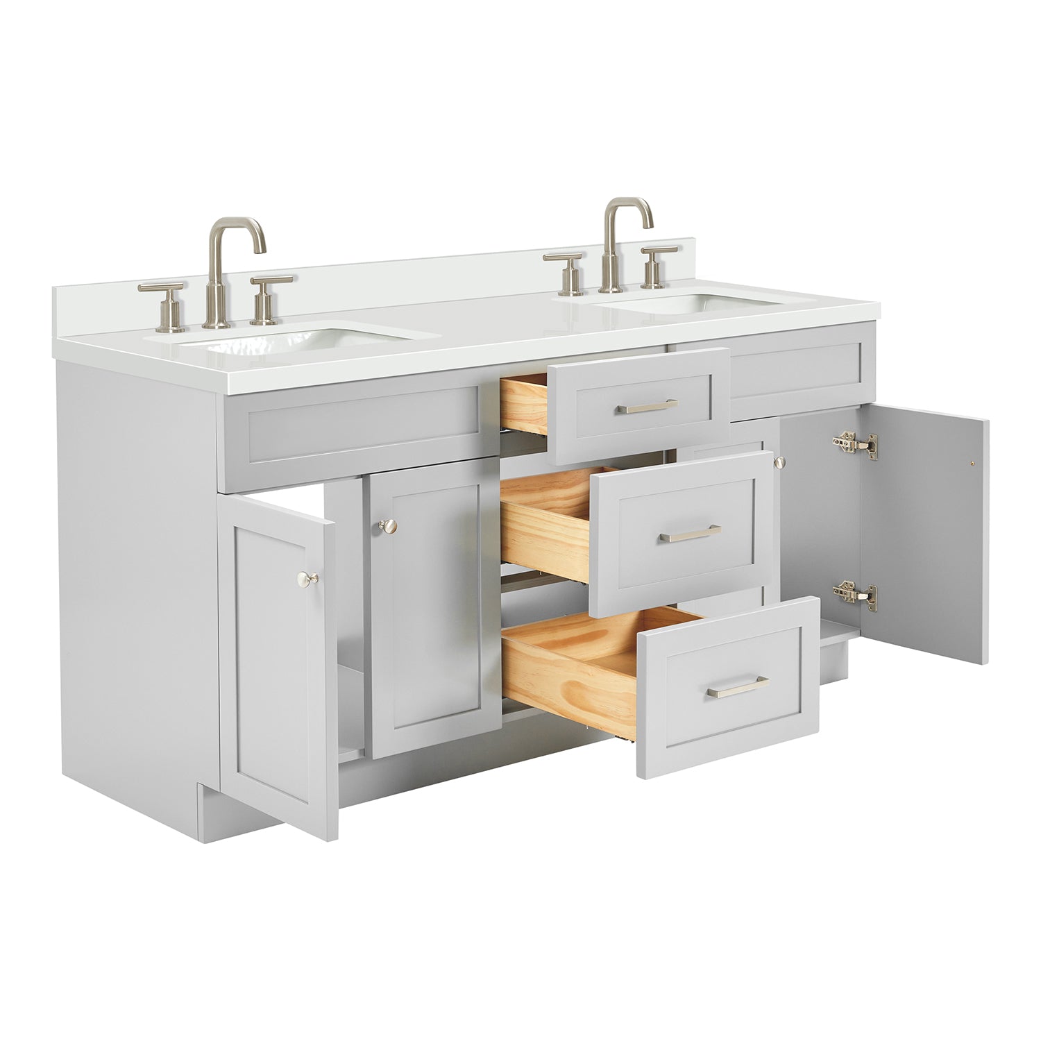 Bradford 72-Inch Grey bathroom vanity on white background – product photo 1