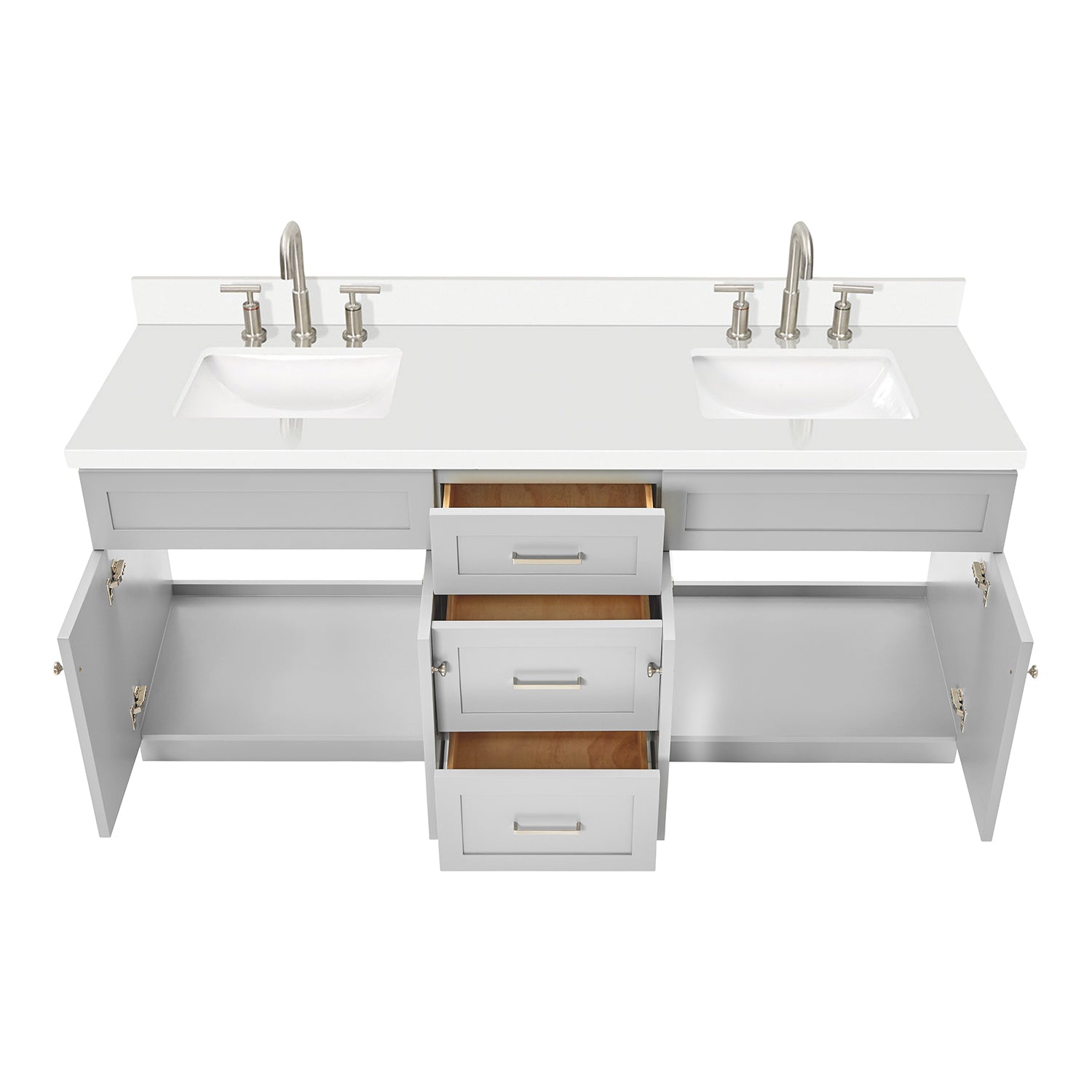 Bradford 72-Inch Grey bathroom vanity on white background – product photo 2