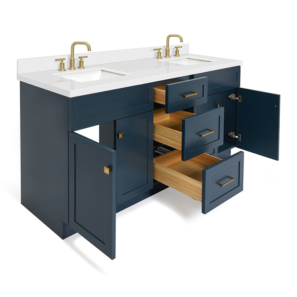 Bradford 72-Inch Midnight Blue bathroom vanity on white background – product photo 1