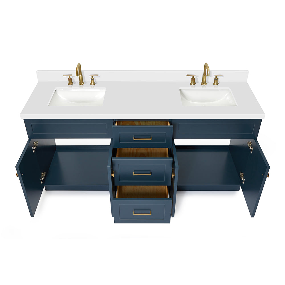 Bradford 72-Inch Midnight Blue bathroom vanity on white background – product photo 2