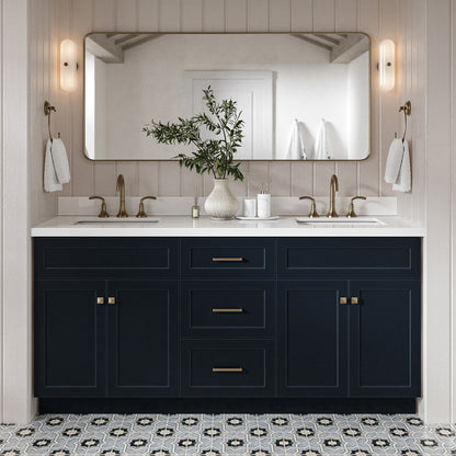 Bradford 72-Inch Midnight Blue bathroom vanity in styled bathroom setting
