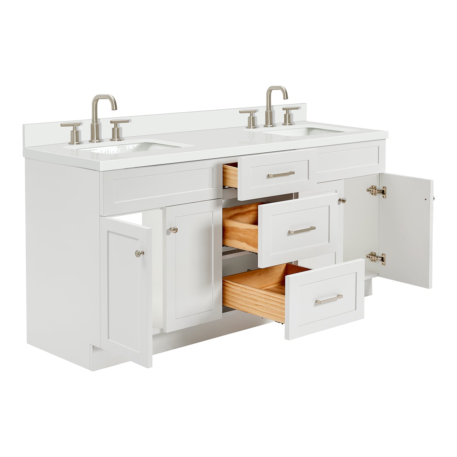 Bradford 72-Inch White bathroom vanity on white background – product photo 1