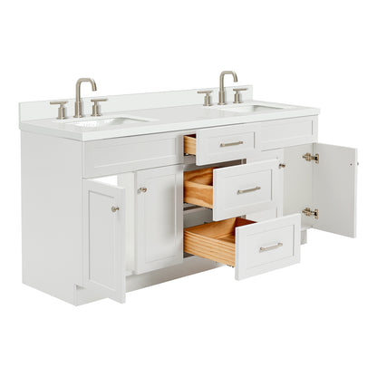 Bradford 72-Inch White bathroom vanity on white background – product photo 1