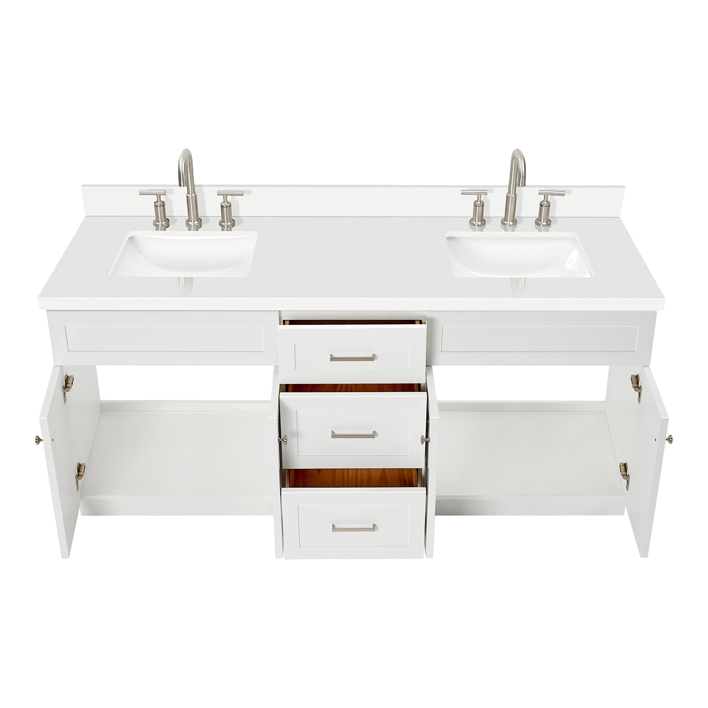Bradford 72-Inch White bathroom vanity on white background – product photo 2