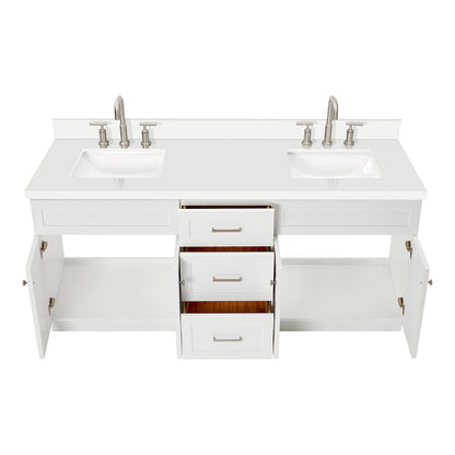 Bradford 72-Inch White bathroom vanity on white background – product photo 2