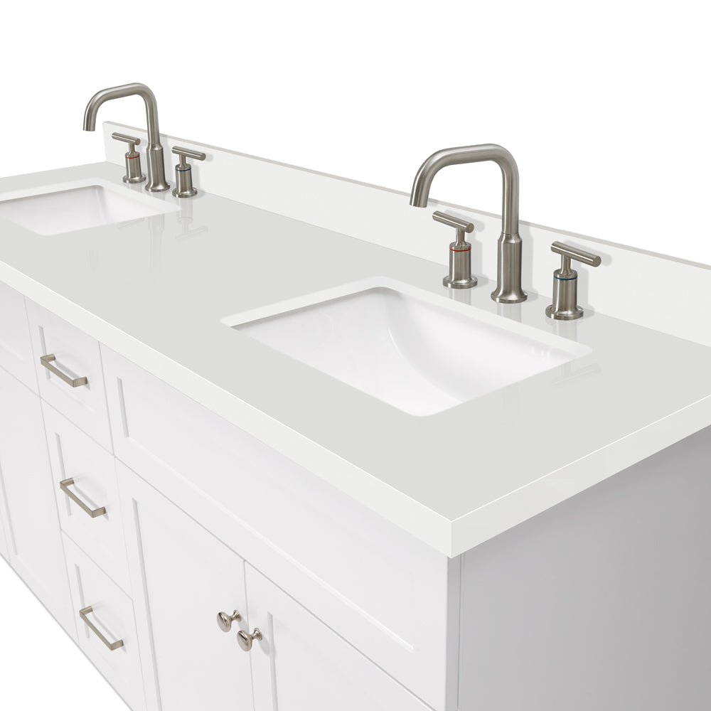 Bradford 72-Inch White bathroom vanity on white background – product photo 5