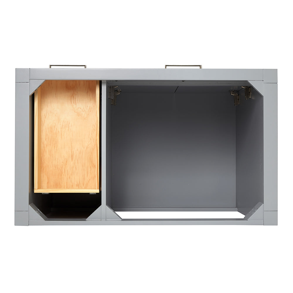 Alenza 36-inch Grey bathroom vanity on white back ground top down