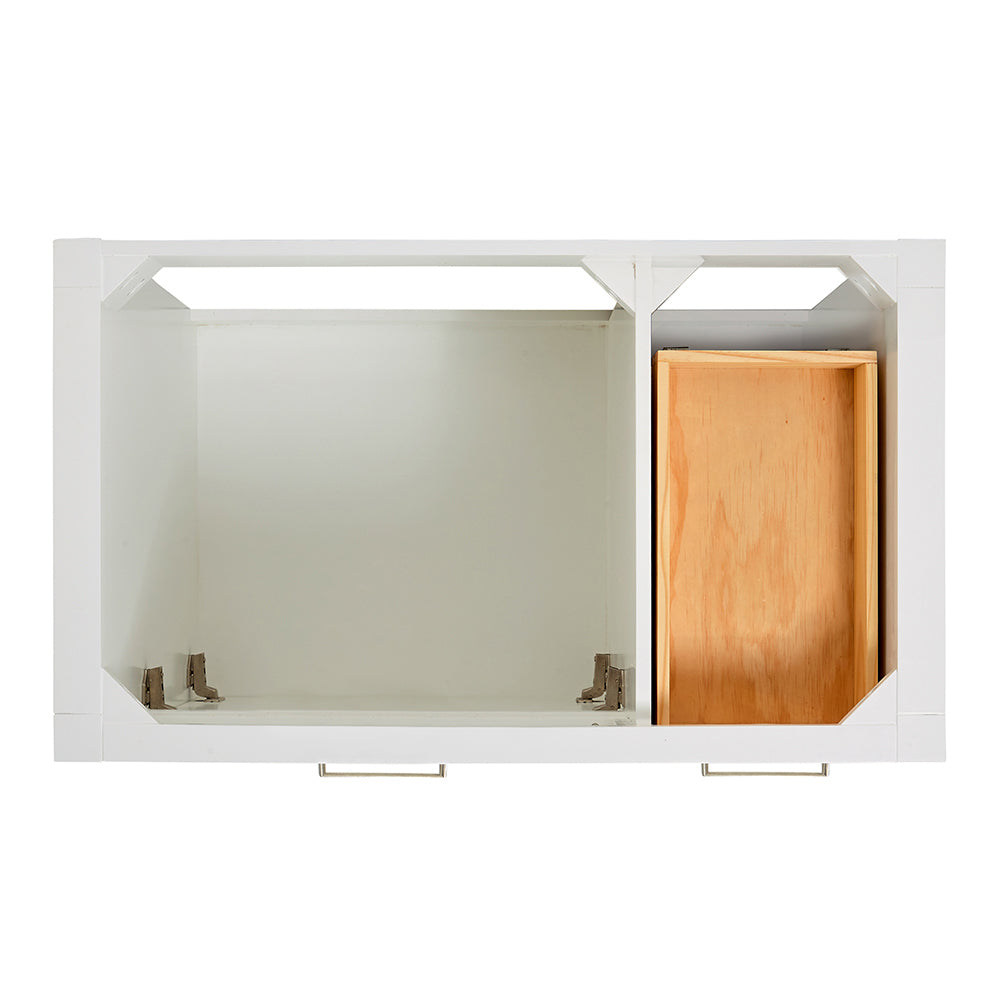 Alenza 36-inch White bathroom vanity on white back ground top down