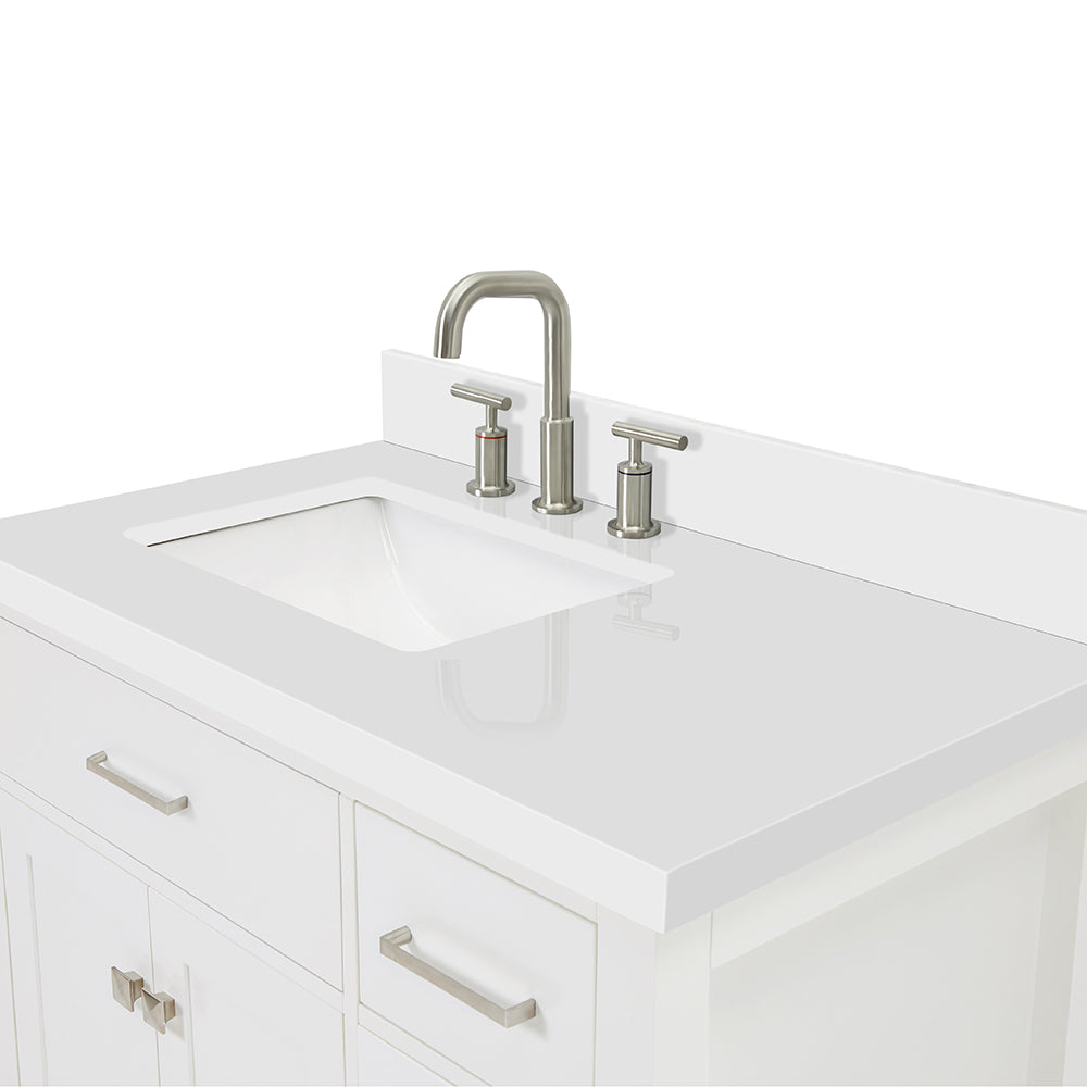 Alenza 36-inch White bathroom vanity on detail 3