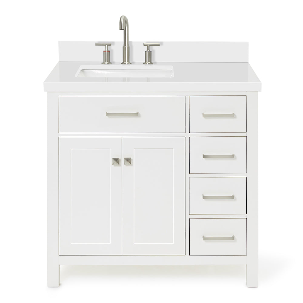 Alenza 36-inch White bathroom vanity on white back ground front view main image