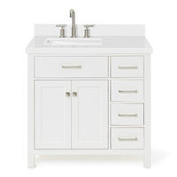 Alenza 36-inch White bathroom vanity on white back ground front view main image
