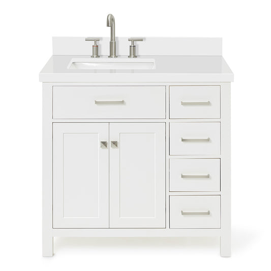 Alenza 36-inch White bathroom vanity on white back ground front view main image