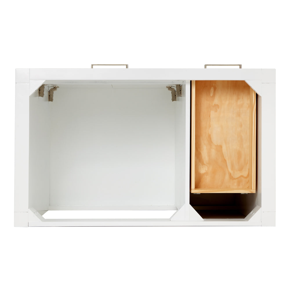 Alenza 36-inch White bathroom vanity on white back ground top down