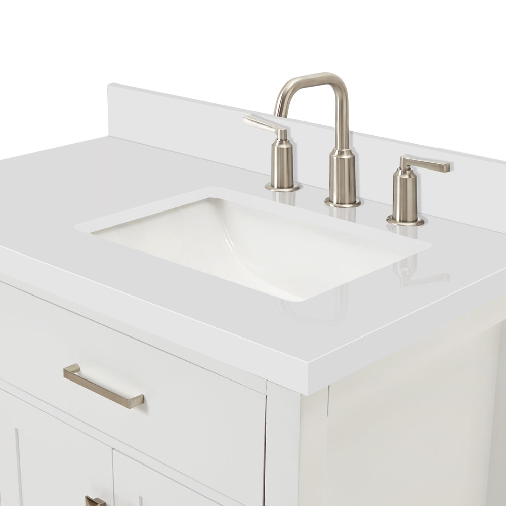 Alenza 36-inch White bathroom vanity on detail 3