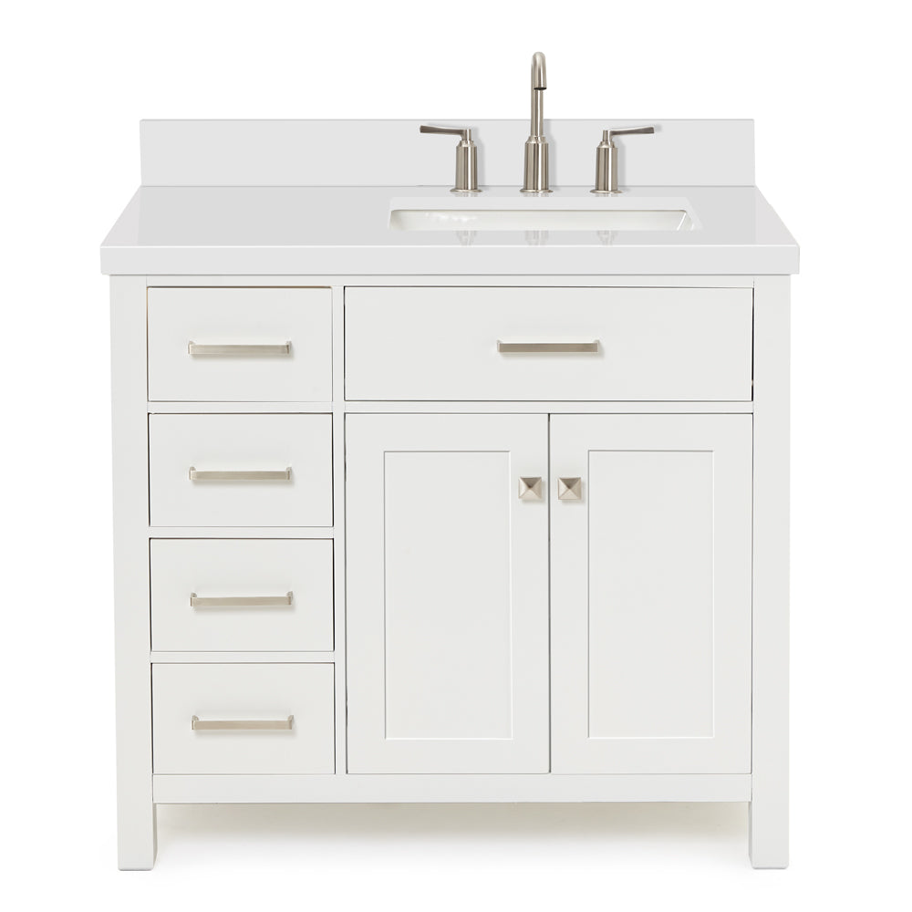 Alenza 36-inch White bathroom vanity on white back ground front view main image