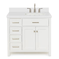 Alenza 36-inch White bathroom vanity on white back ground front view main image