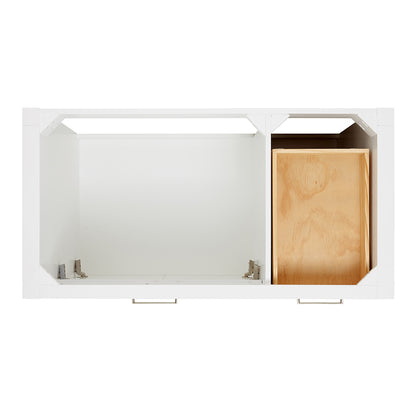 Alenza 42-inch White bathroom vanity on white back ground top down
