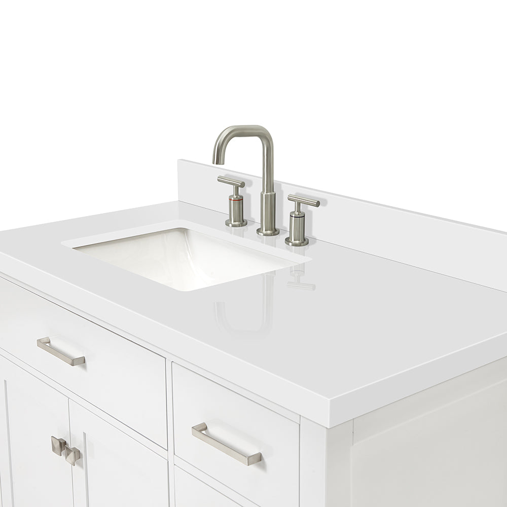 Alenza 42-inch White bathroom vanity on detail 2