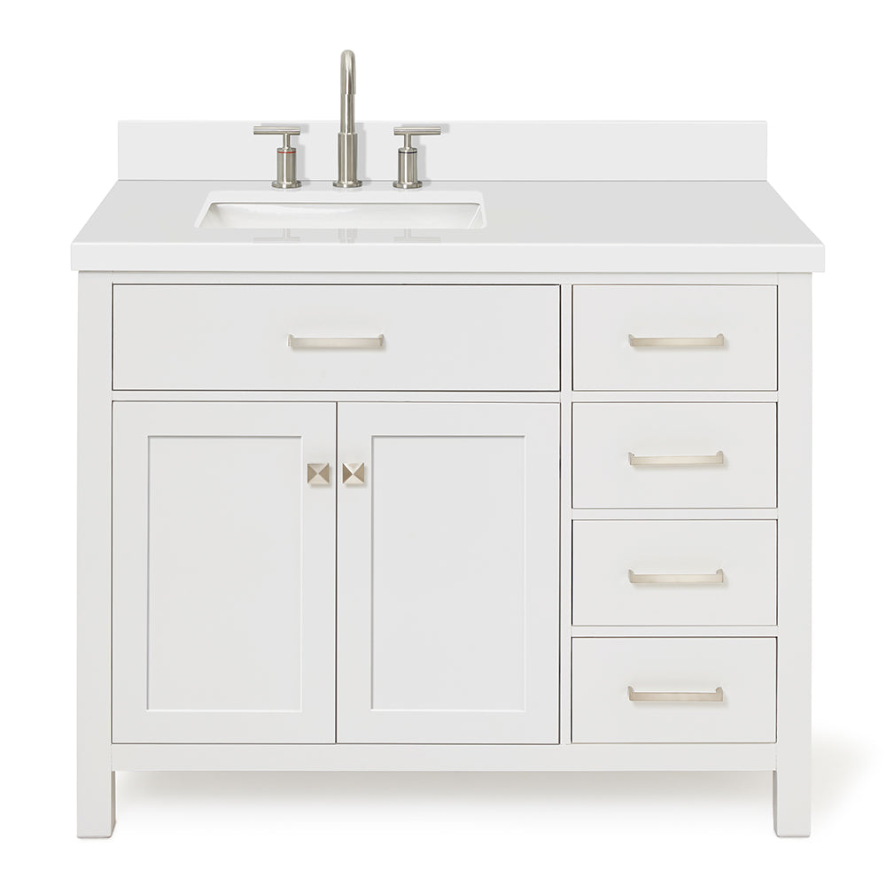 Alenza 42-inch White bathroom vanity on white back ground front view main image