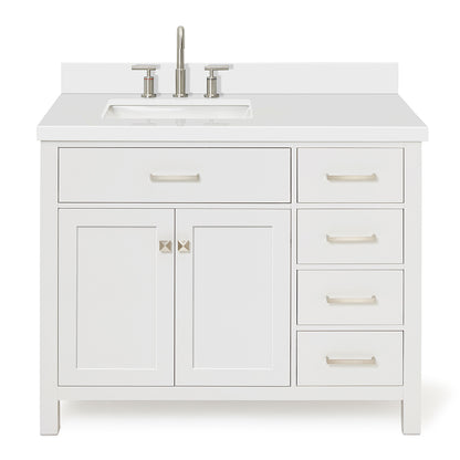 Alenza 42-inch White bathroom vanity on white back ground front view main image