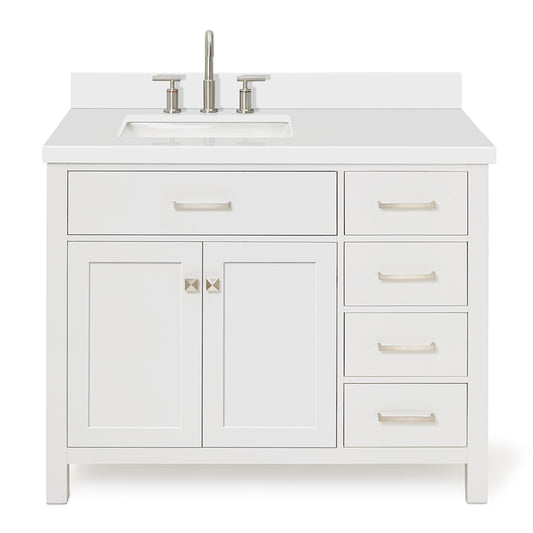 Alenza 42-inch White bathroom vanity on white back ground front view main image