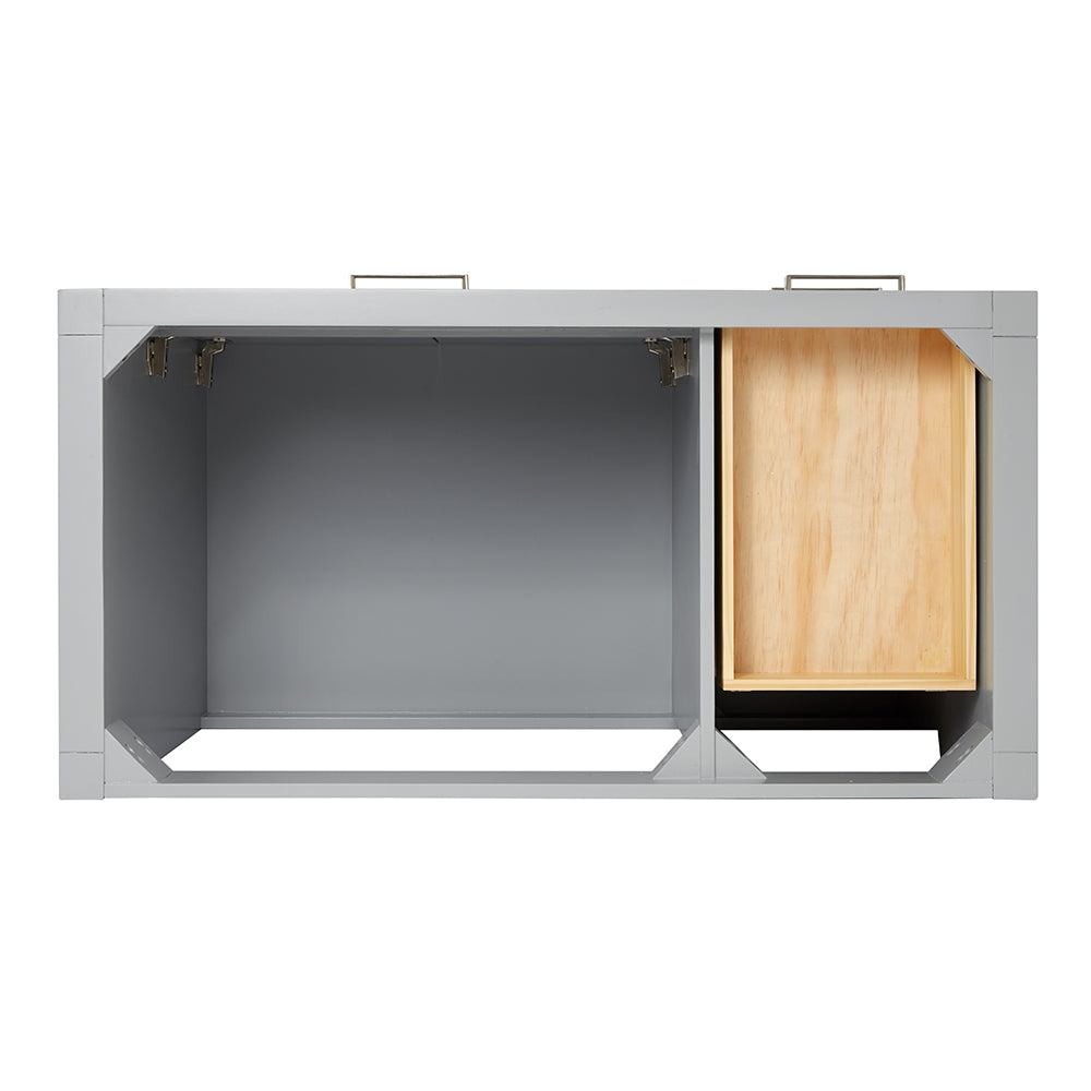 Alenza 42-inch Grey bathroom vanity on white back ground top down