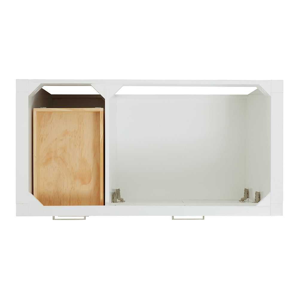 Alenza 42-inch White bathroom vanity on white back ground top down