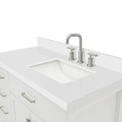Alenza 42-inch White bathroom vanity on detail 2
