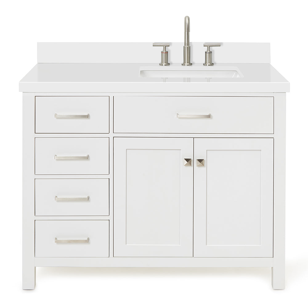 Alenza 42-inch White bathroom vanity on white back ground front view main image