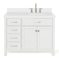 Alenza 42-inch White bathroom vanity on white back ground front view main image