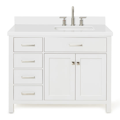 Alenza 42-inch White bathroom vanity on white back ground front view main image