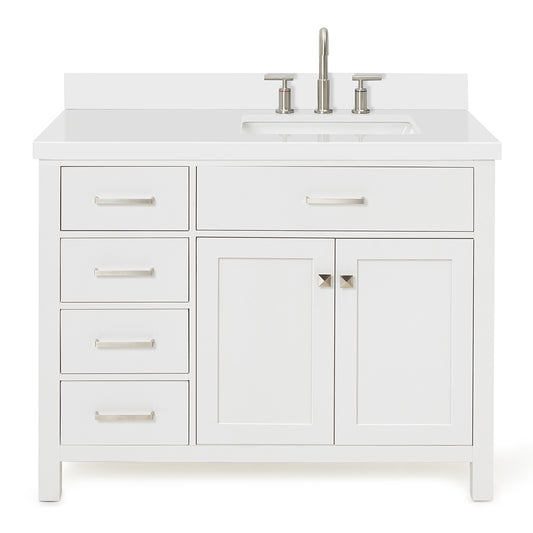 Alenza 42-inch White bathroom vanity on white back ground front view main image