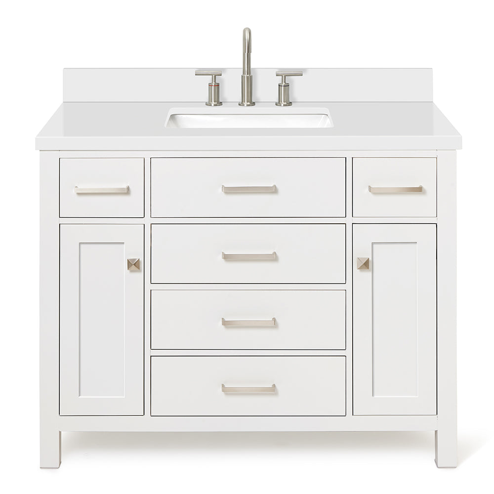 Alenza 42-inch White bathroom vanity on white back ground front view main image