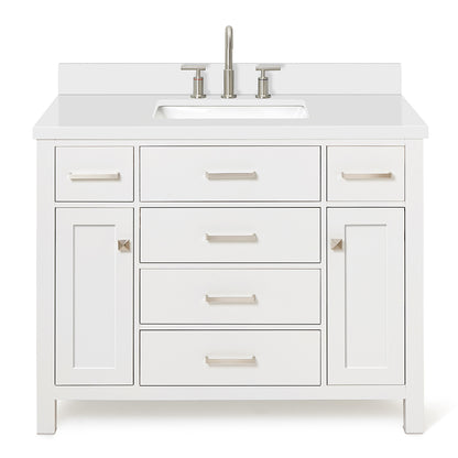 Alenza 42-inch White bathroom vanity on white back ground front view main image